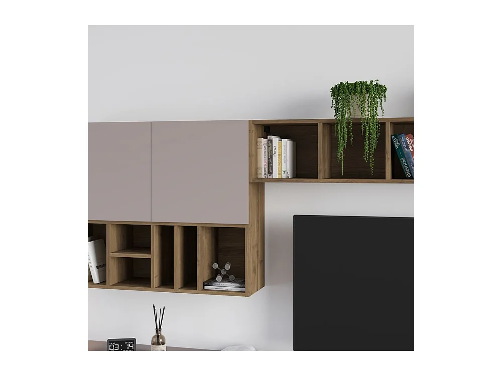 Parete attrezzata tortora noce Big 300x32.5x192H