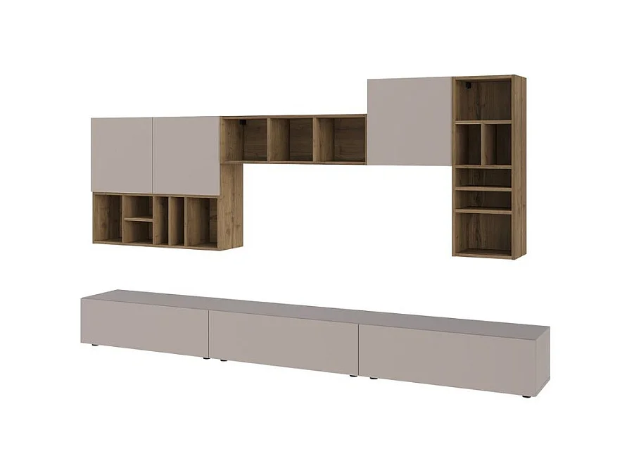 Parete attrezzata tortora noce Big 300x32.5x192H