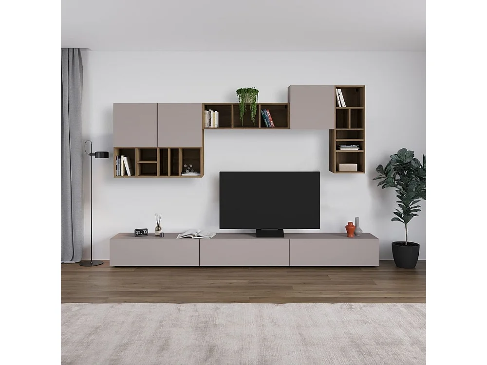 Parete attrezzata tortora noce Big 300x32.5x192H