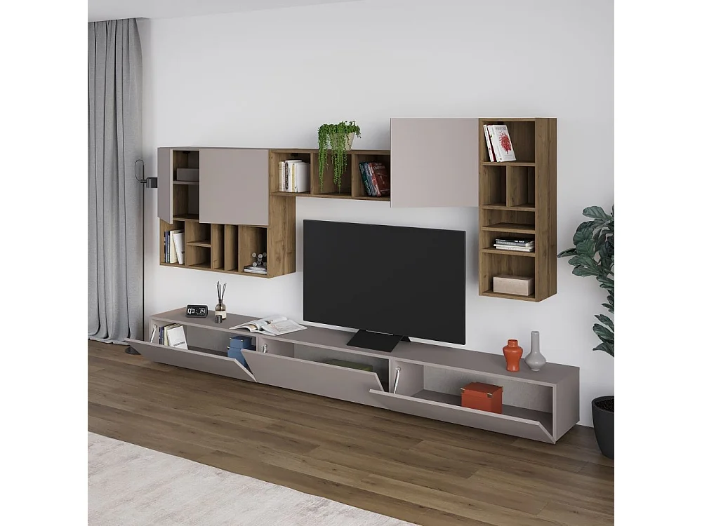 Parete attrezzata tortora noce Big 300x32.5x192H