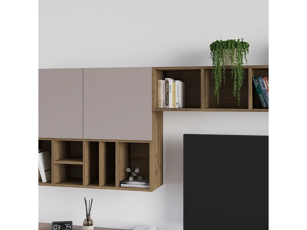 Parete attrezzata tortora noce Big 300x32.5x192H