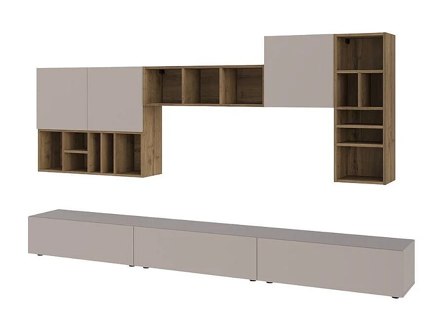 Parete attrezzata tortora noce Big 300x32.5x192H