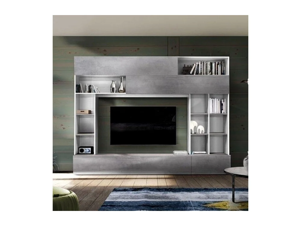 Parete attrezzata Boran colore bianco beton