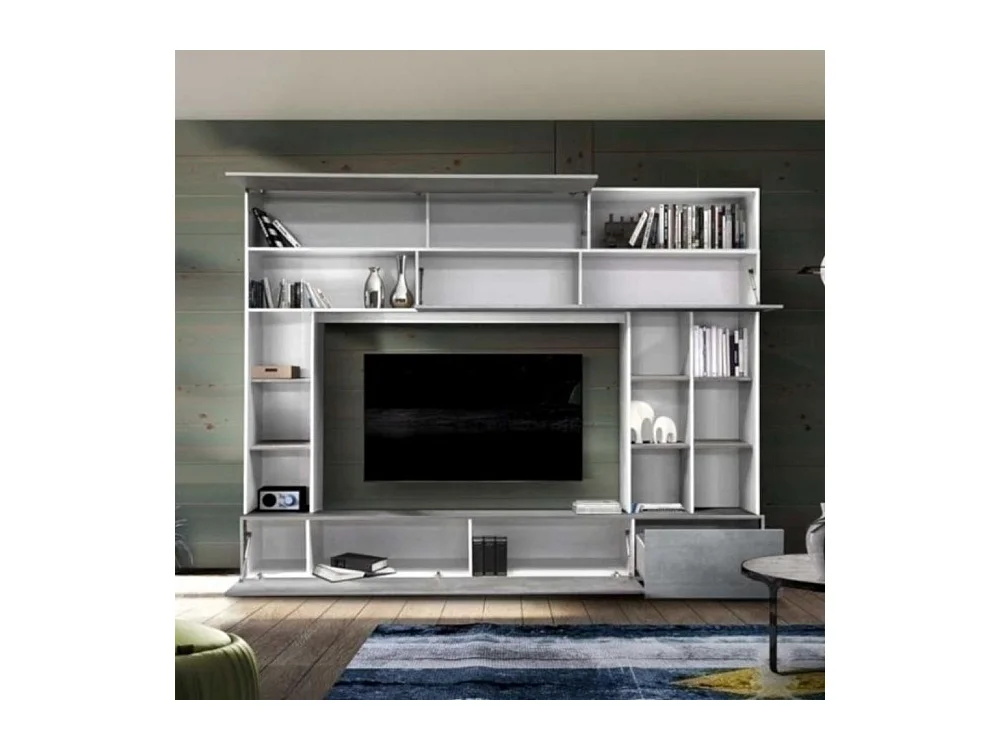 Parete attrezzata Boran colore bianco beton