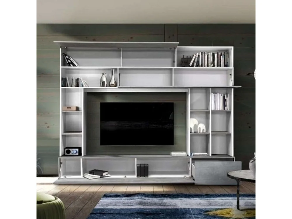 Parete attrezzata Boran colore bianco beton