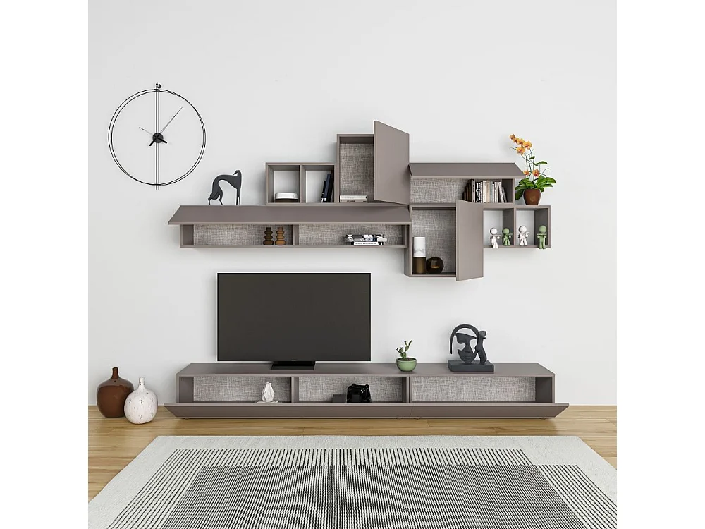 Parete attrezzata colore tortora Tromen 260 cm