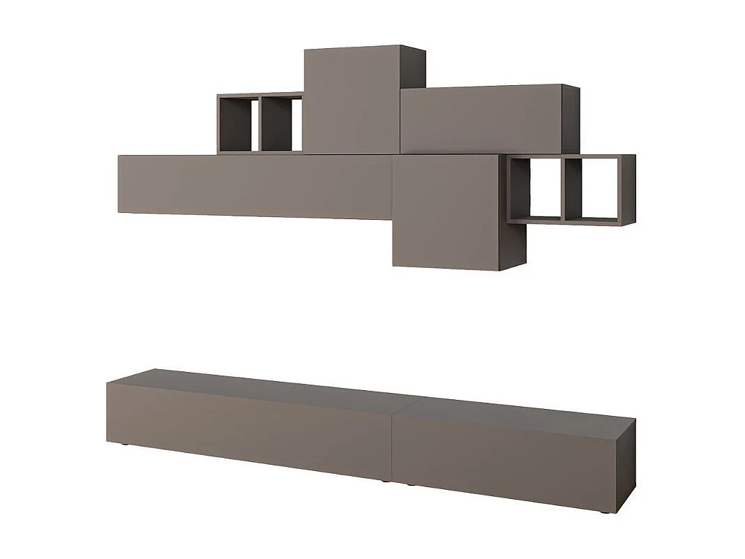 Parete attrezzata colore tortora Tromen 260 cm