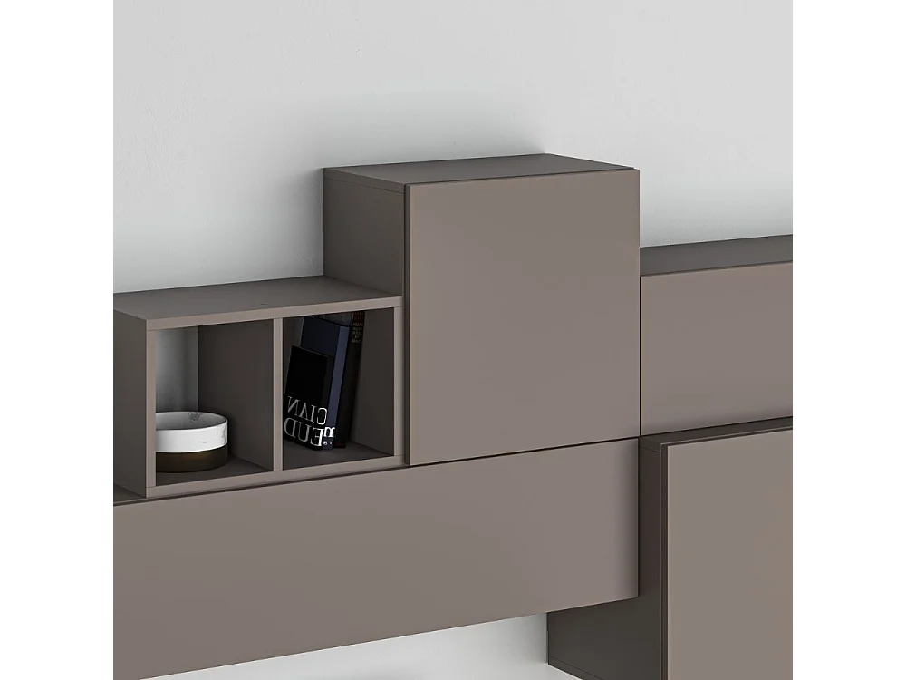 Parete attrezzata colore tortora Tromen 260 cm