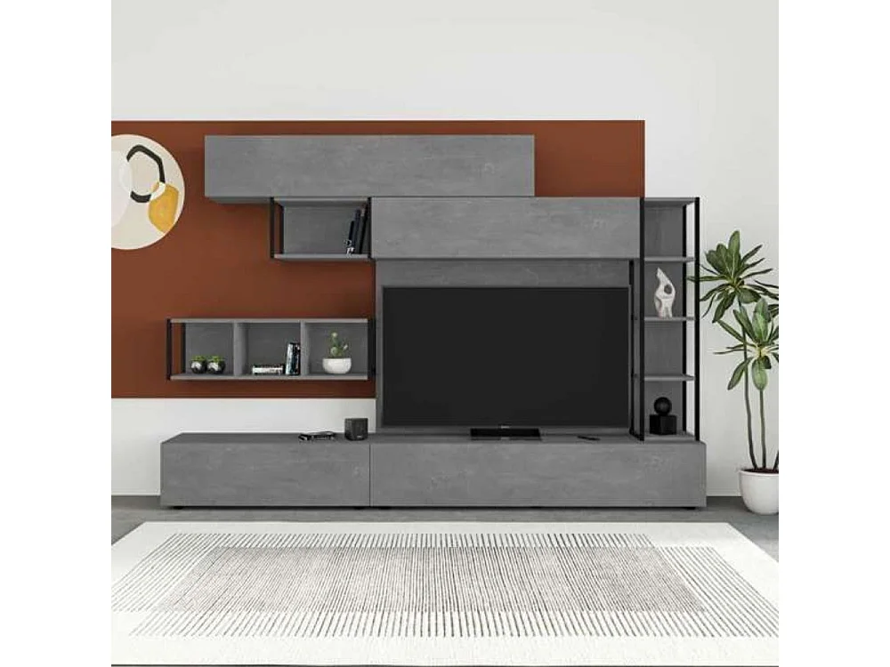 Parete attrezzata 260 Tronador colore cemento