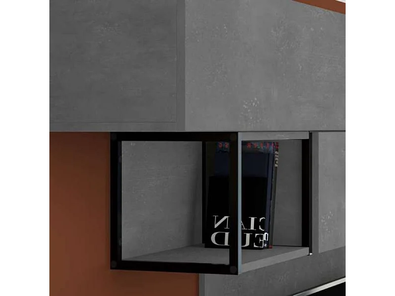 Parete attrezzata 260 Tronador colore cemento