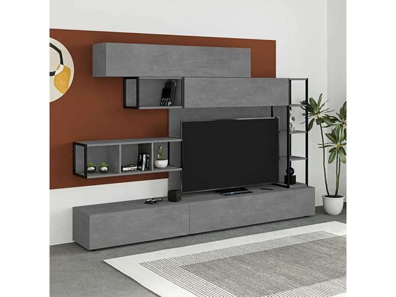 Parete attrezzata 260 Tronador colore cemento