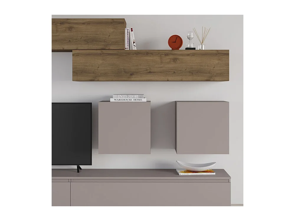 Parete attrezzata tortora e noce Licia 250x40x186H