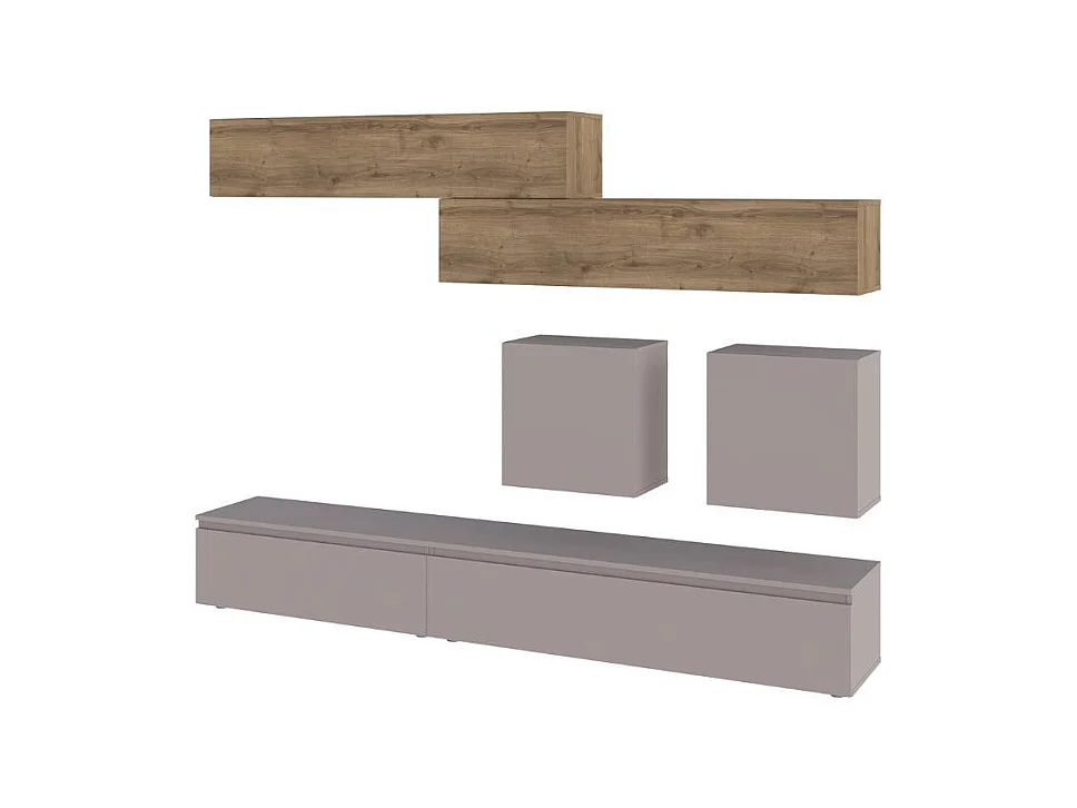 Parete attrezzata tortora e noce Licia 250x40x186H