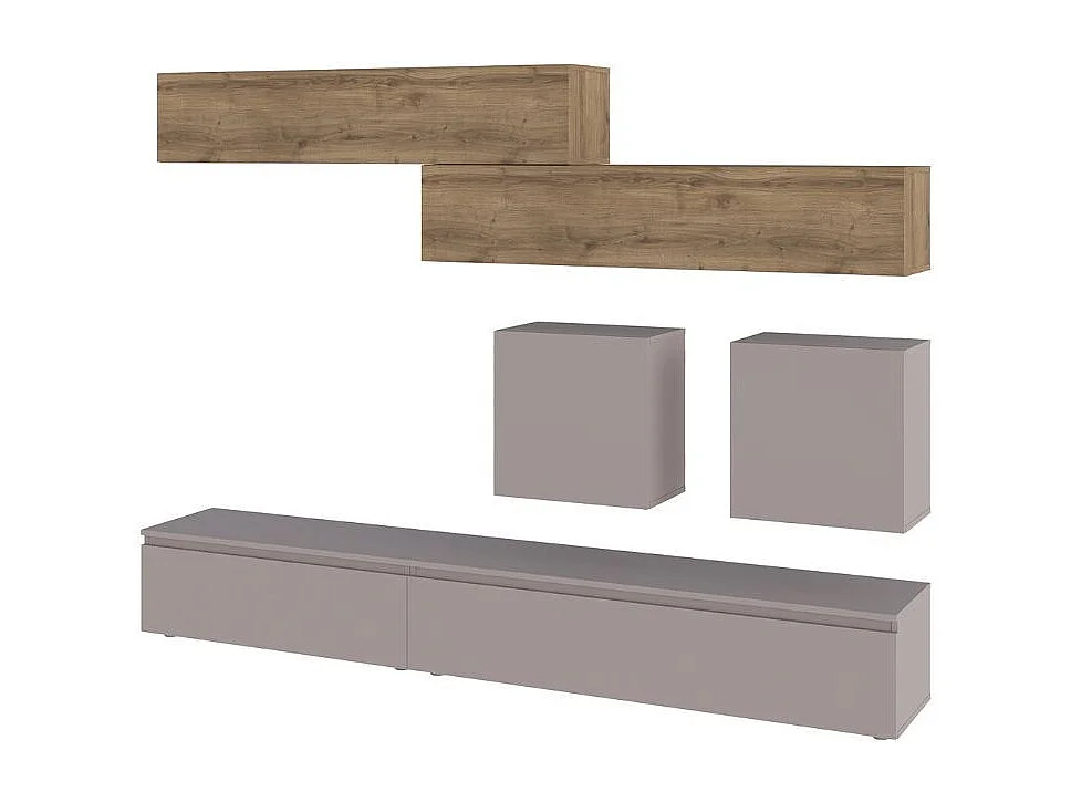 Parete attrezzata tortora e noce Licia 250x40x186H