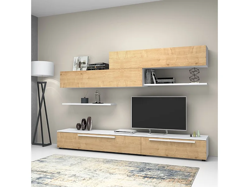 Parete attrezzata Kombat 260 colore rovere bianco