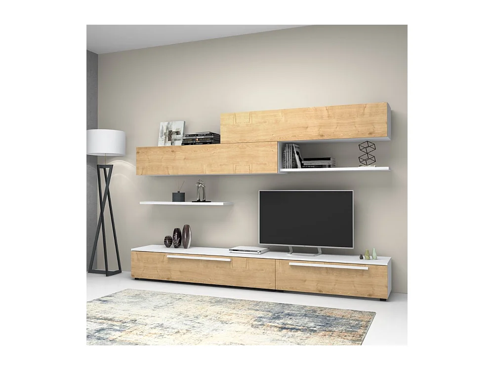 Parete attrezzata Kombat 260 colore rovere bianco