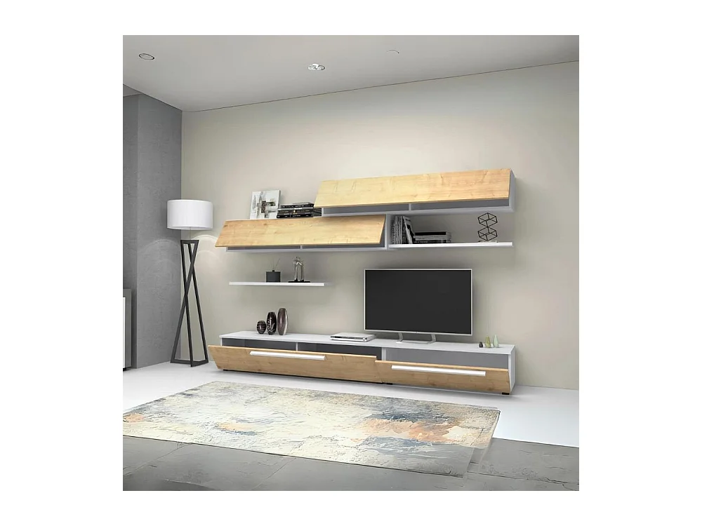 Parete attrezzata Kombat 260 colore rovere bianco