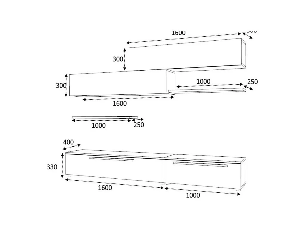 Parete attrezzata Kombat 260 colore rovere bianco