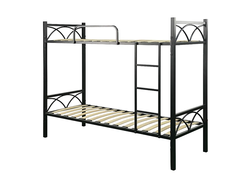 Letto a castello in metallo nero con reti incluse Wind 80x198x161H