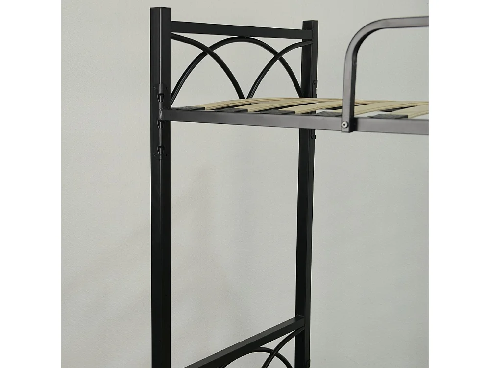 Letto a castello in metallo nero con reti incluse Wind 80x198x161H