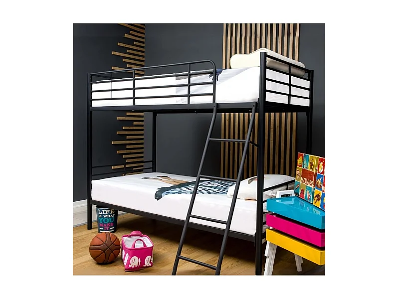Letto a castello in metallo Monza colore nero 199x86.5x159.5