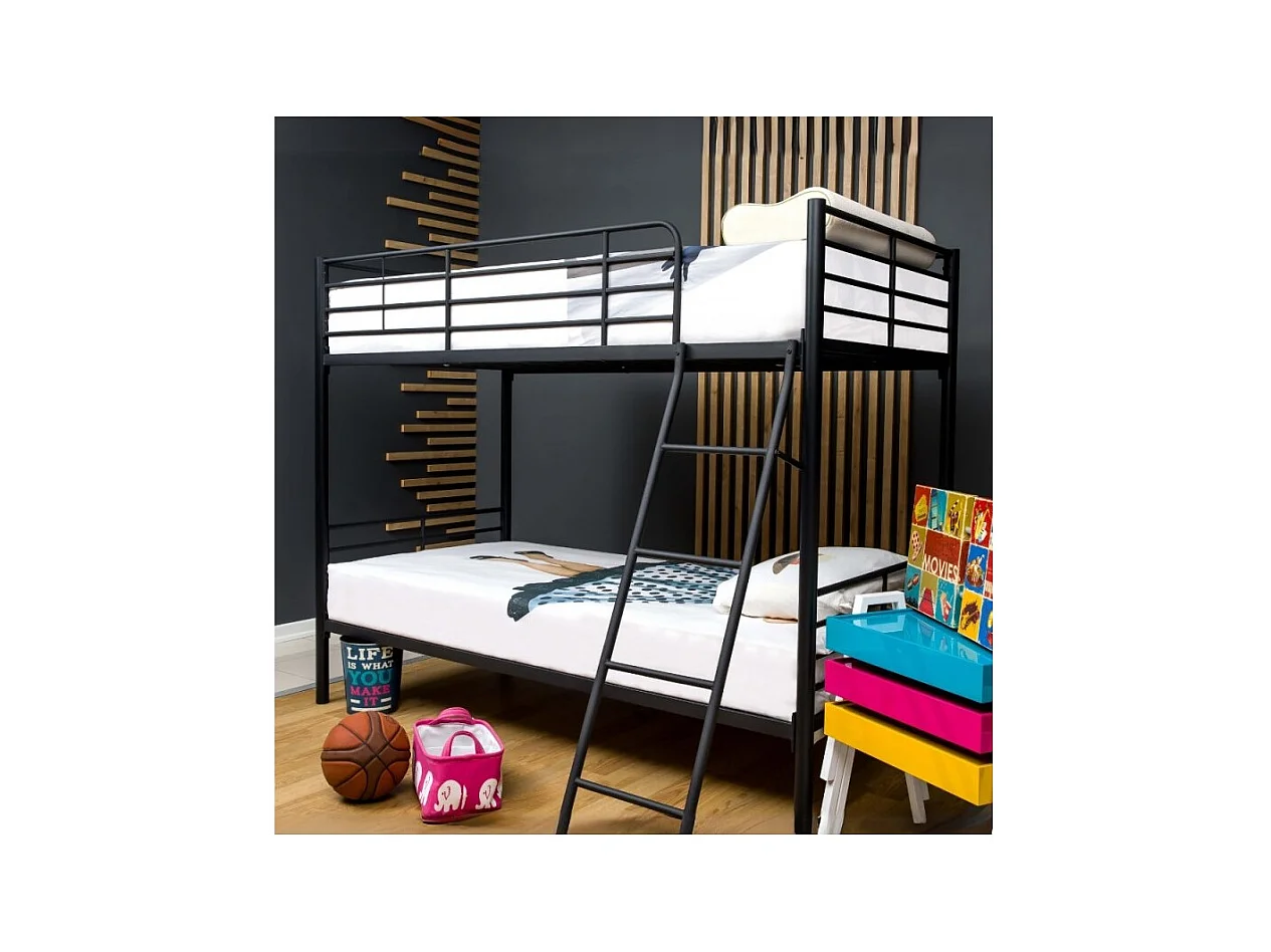 Letto a castello in metallo Monza colore nero 199x86.5x159.5