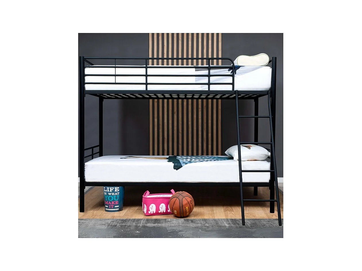 Letto a castello in metallo Monza colore nero 199x86.5x159.5