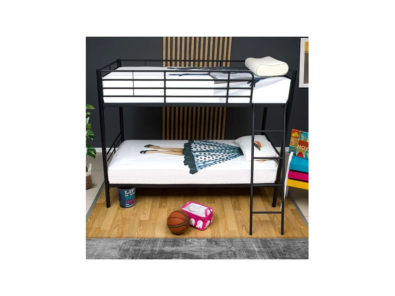 Letto a castello in metallo Monza colore nero 199x86.5x159.5