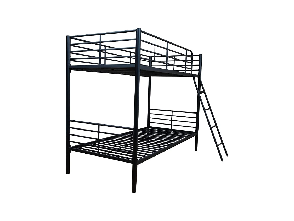 Letto a castello in metallo Monza colore nero 199x86.5x159.5