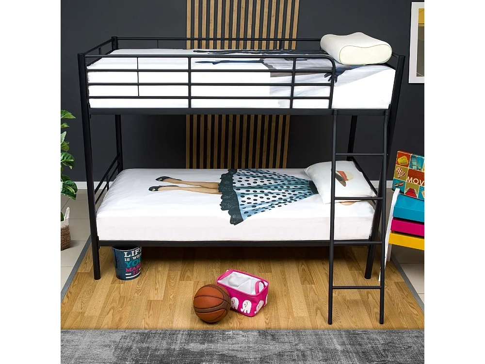 Letto a castello in metallo Monza colore nero 199x86.5x159.5