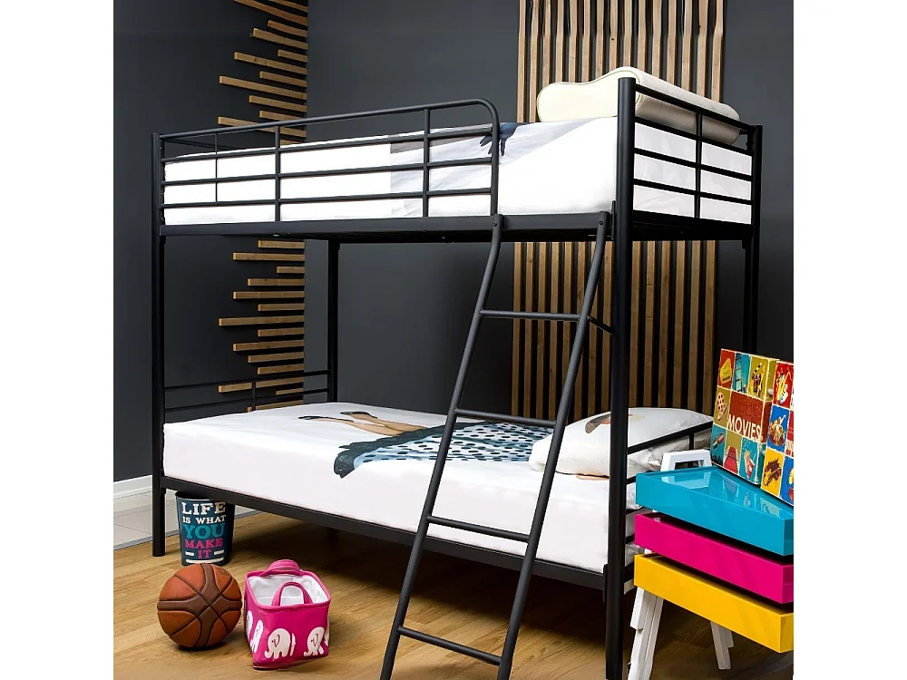 Letto a castello in metallo Monza colore nero 199x86.5x159.5