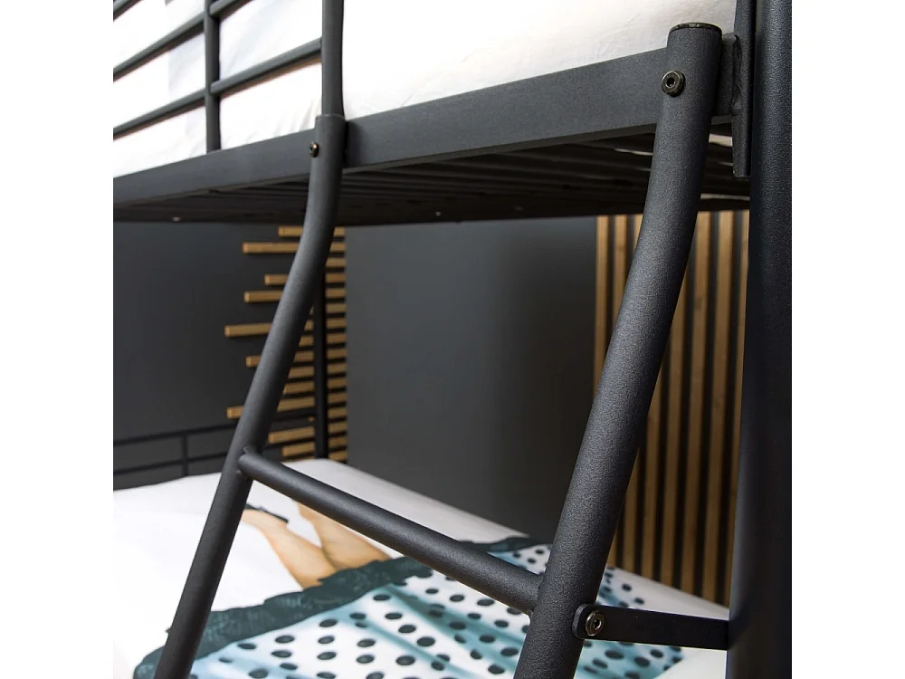 Letto a castello in metallo Monza colore nero 199x86.5x159.5