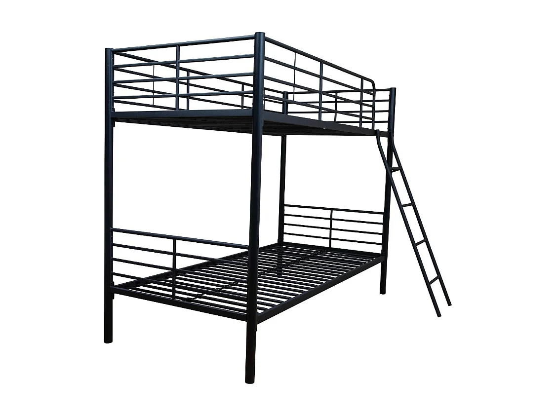 Letto a castello in metallo Monza colore nero 199x86.5x159.5