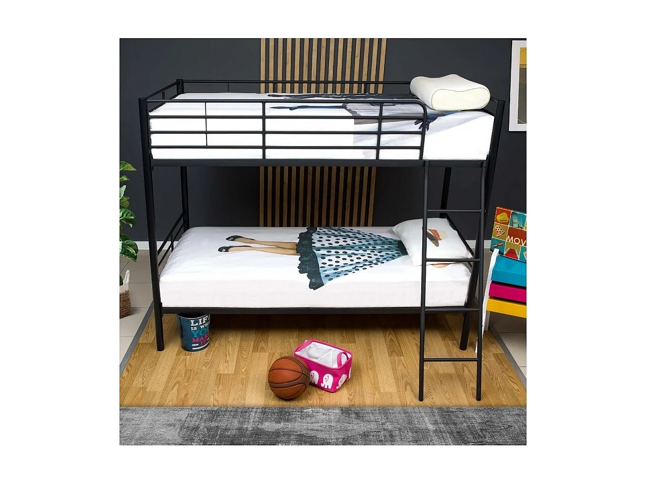 Letto a castello in metallo Monza colore nero 199x86.5x159.5
