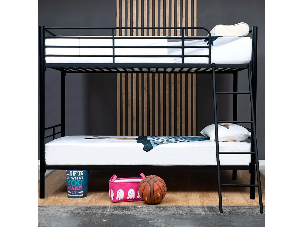 Letto a castello in metallo Monza colore nero 199x86.5x159.5