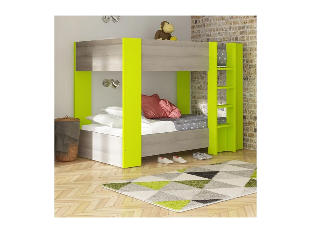 Letto a castello 2087 rovere grigio e lime 196.5x108x5x145.6H