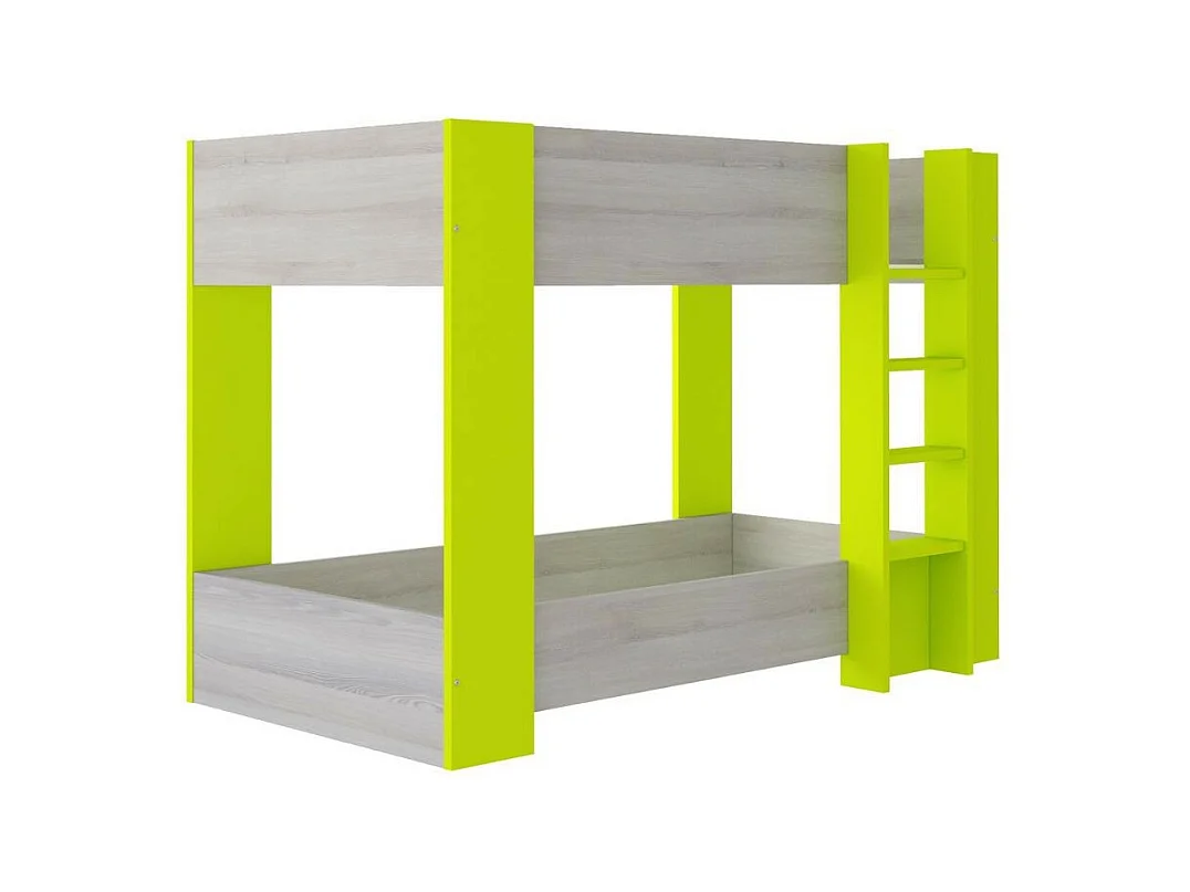 Letto a castello 2087 rovere grigio e lime 196.5x108x5x145.6H