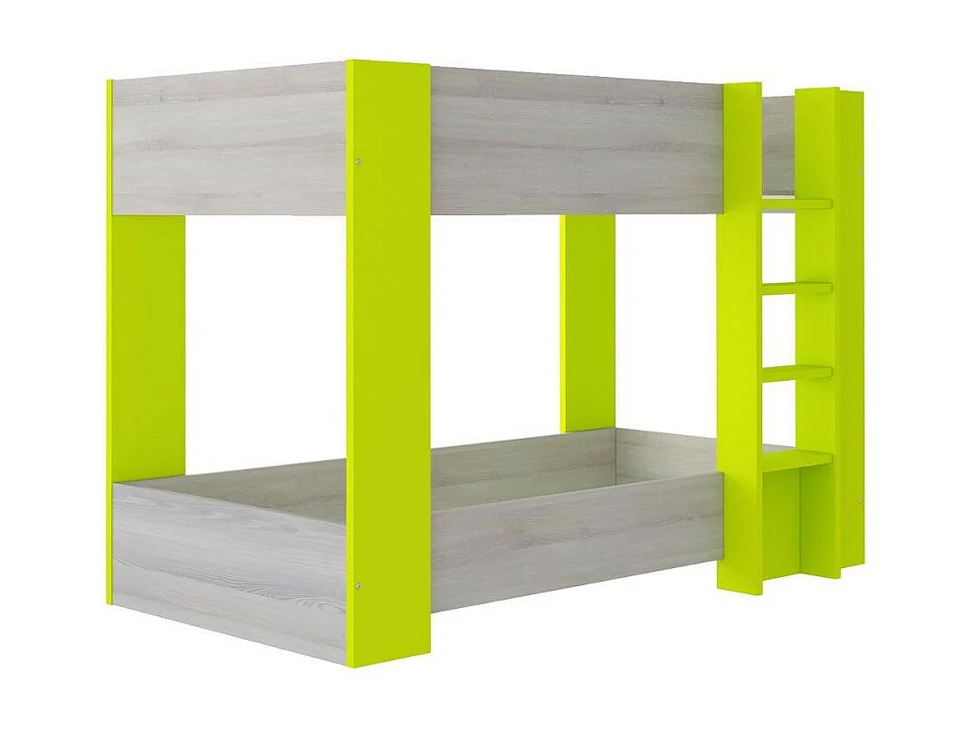 Letto a castello 2087 rovere grigio e lime 196.5x108x5x145.6H