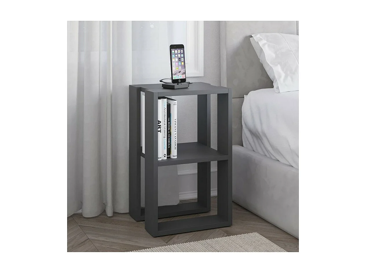 Comodino due ripiani Lonie 34x30x55h colore antracite