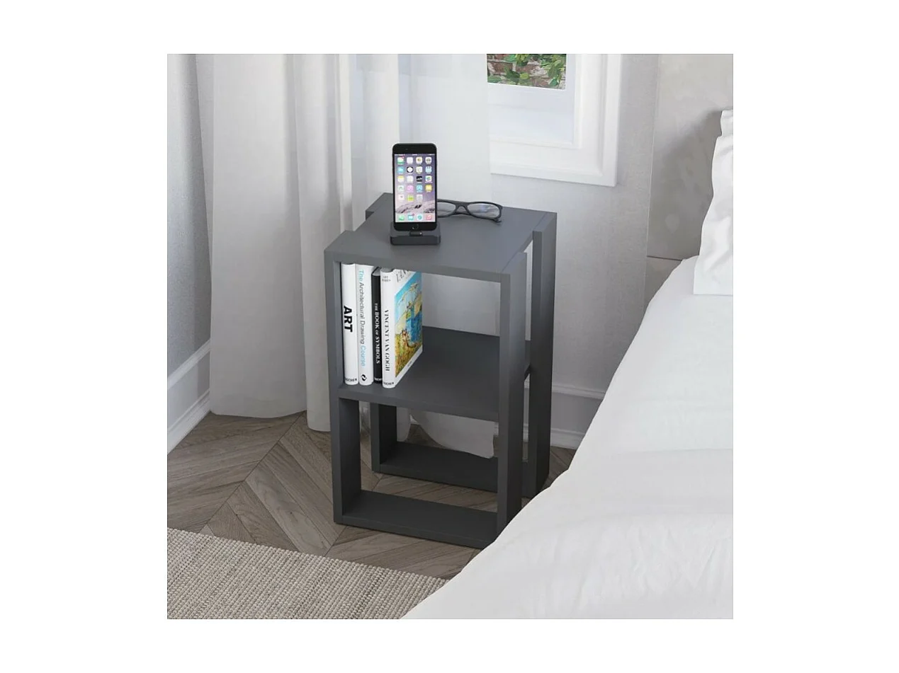 Comodino due ripiani Lonie 34x30x55h colore antracite