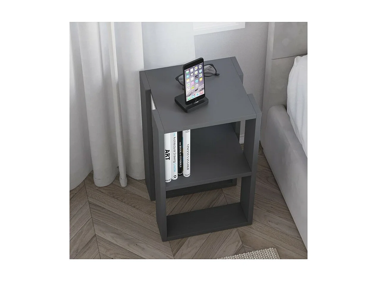 Comodino due ripiani Lonie 34x30x55h colore antracite