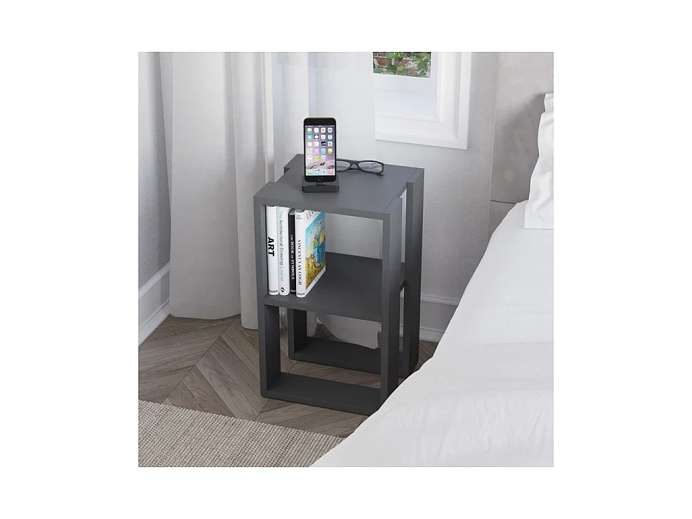 Comodino due ripiani Lonie 34x30x55h colore antracite
