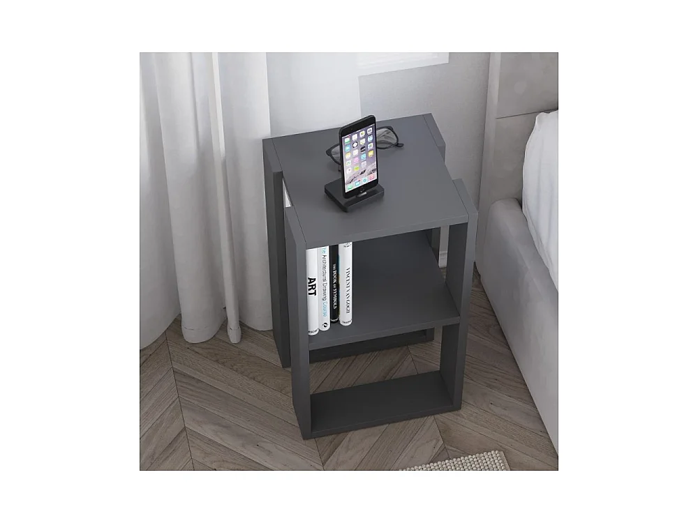 Comodino due ripiani Lonie 34x30x55h colore antracite