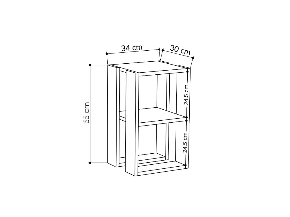 Comodino due ripiani Lonie 34x30x55h colore antracite