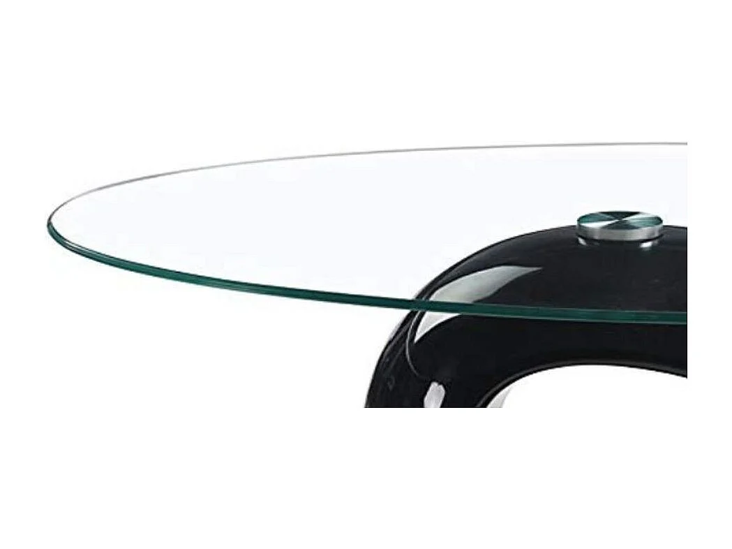 Tavolino da salotto con piano in vetro ovale e struttura nero lucido 115x65x40 Miranda