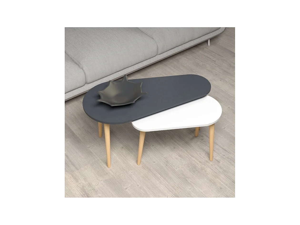 Set tavolini da salotto antracite bianco Pear
