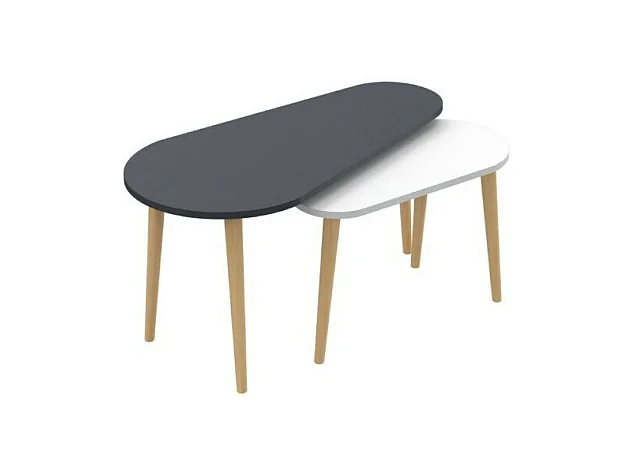 Set tavolini da salotto antracite bianco Pear