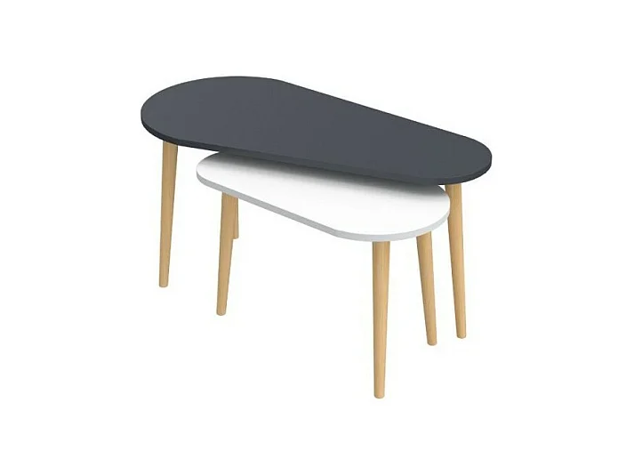 Set tavolini da salotto antracite bianco Pear
