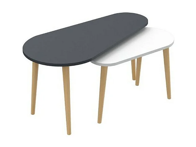 Set tavolini da salotto antracite bianco Pear