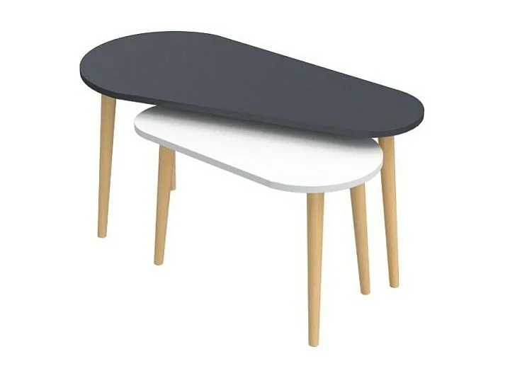 Set tavolini da salotto antracite bianco Pear